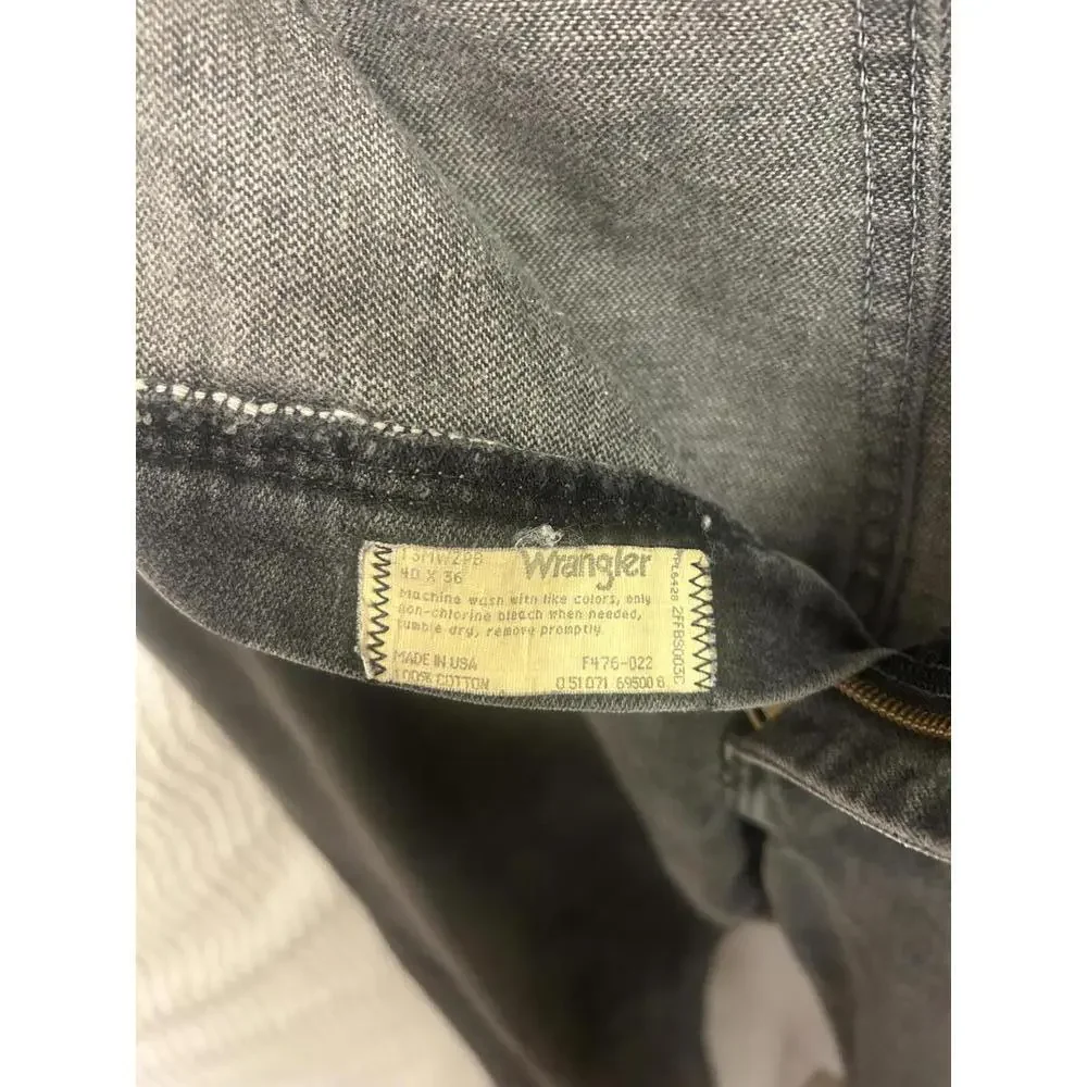 Vintage Wrangler Jeans Men’s 40x36 Black Denim USA Made 100% Cotton